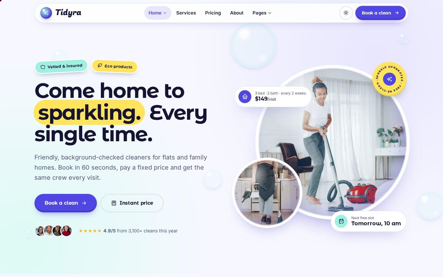 Tidyra home page preview